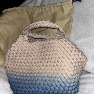Naghedi Beige and Blue Woven Mini Bag